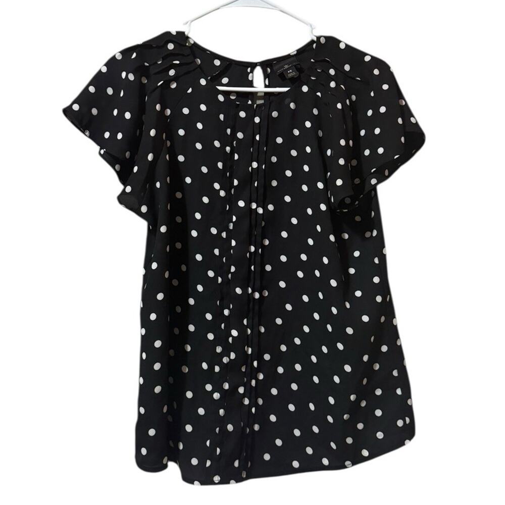 Worthington Women Size Petite Small PS Lightweight Polka Dot Blouse Polyester